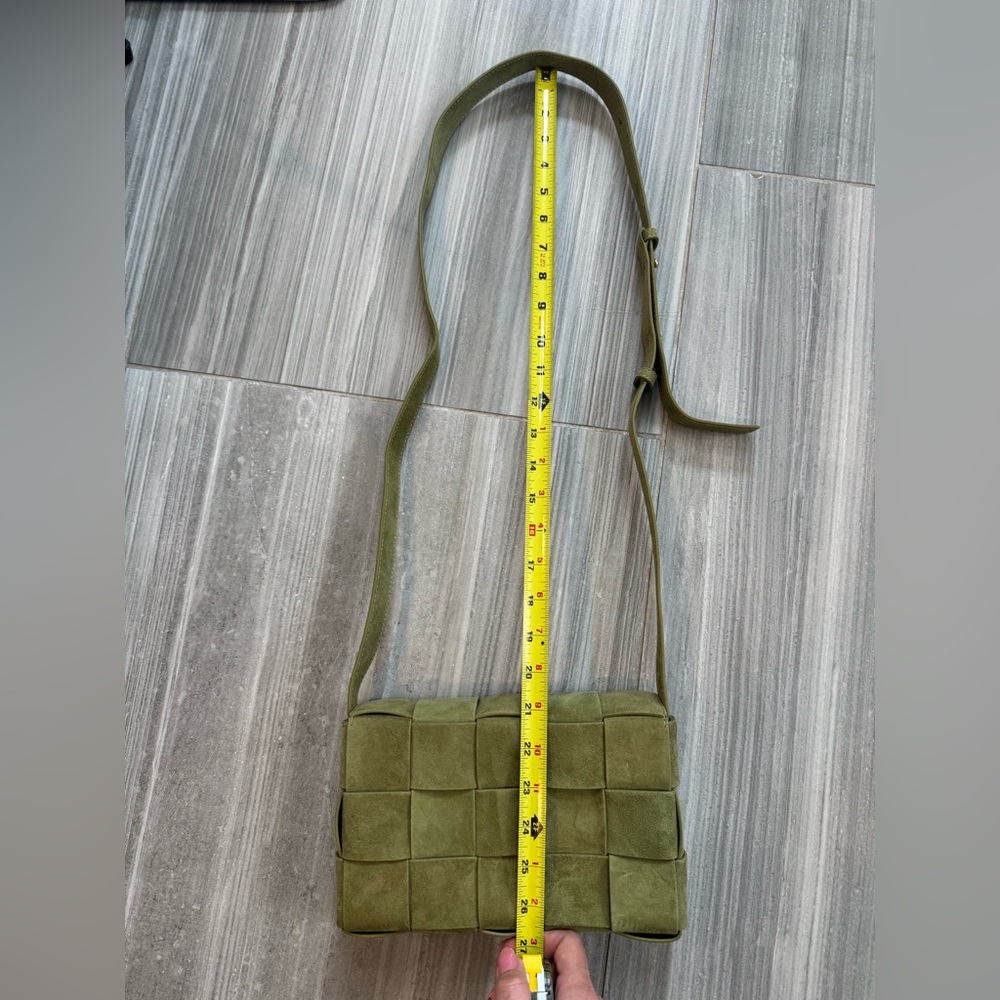 J.McLaughlin Green Suede Woven Crossbody Bag Small Shoulder - Picture 9 of 14